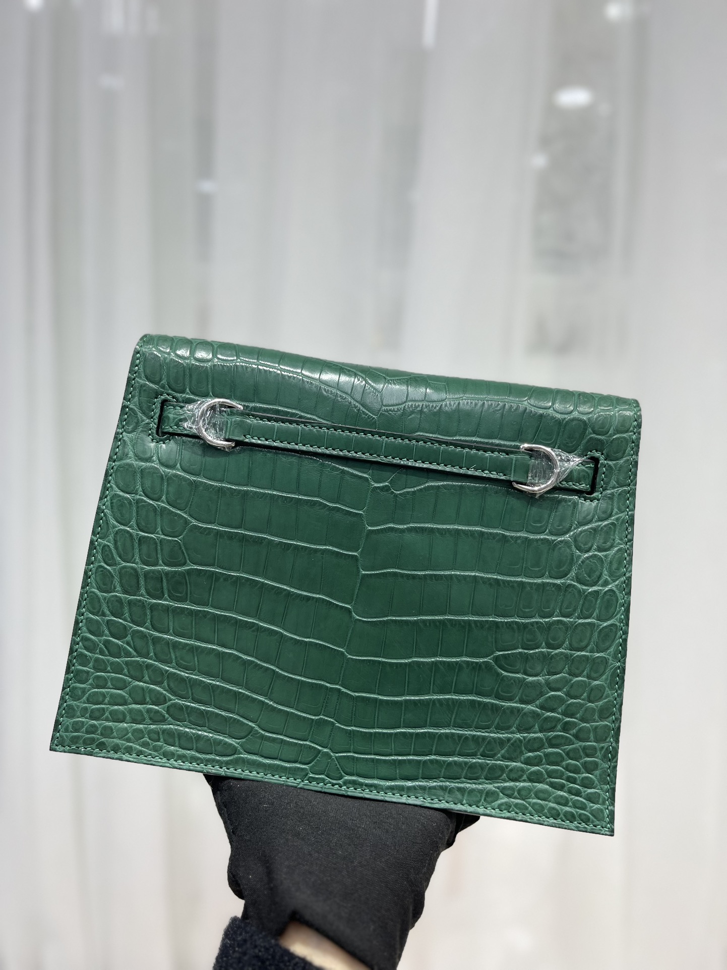 Hermes Kelly Danse Evercolor Bag In Dark Green Crocodile Niloticus Leather